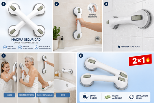 2x1 Barras de Seguridad para Baño | Cero Caídas, Cero Perforaciones